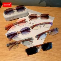 【CC】✈  Rectangle Rimless Sunglasses Frame Eyewear Luxury Brand Design Men Small Glasses for Male Traveling 2023