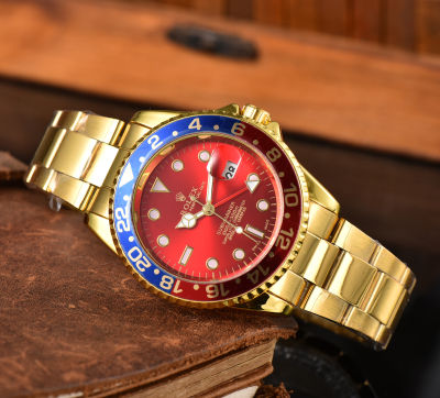 (สีทอง) นาฬิกาข้อมือผู้ชาย,นาฬิกาควอตซ์สายสแตนเลสนาฬิกาธุรกิจลำลองใหม่ปี2022