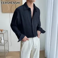 EERSHENSHI เสื้อแขนยาวผู้ชายลำลองเสื้อกันหนาวระบายอากาศหลวมและใส่สบายเสื้อ