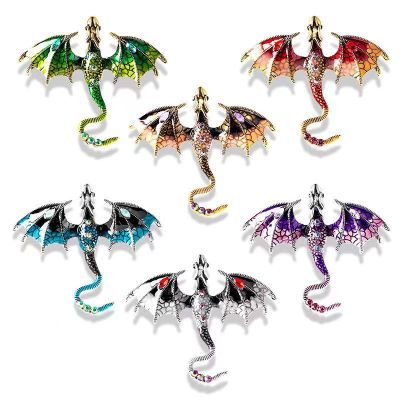 Vintage Enamel Animal Flying Dragon Brooches and Pins for Men Women Anime Lapel Pin Elegant Clothing Accessories Jewelry Gift