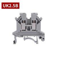 UK2.5B 100Pcs Grey Blue Universal Screw Feed-through Strip Plug Wire Electrical Connector Din Rail Terminal Block