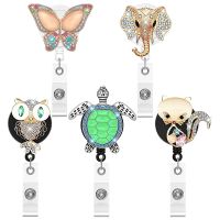 5Pcs Retractable Badge Reel Cute Animals Badge Holder Bling Rhinestones Badge Reel Holder with Alligator Clip