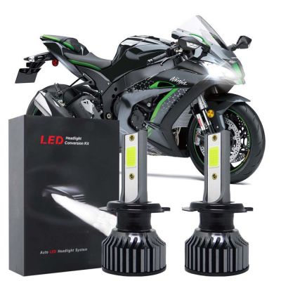 ชุดแปลงไฟหน้า LED 6000K สําหรับ Kawasaki Ninja 1000 650 300 2011-2015 ZX10R ZX6R 2003 2004-2016 2 ชิ้น รับประกัน 10 เดือน