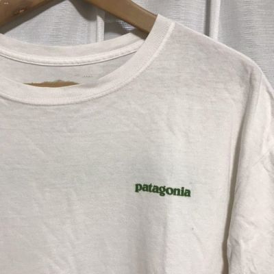 Patagonia ผ้าฝ้ายพิมพ์ตัวอักษรแขนสั้นเสื้อยืดลำลองสำหรับทั้งหญิงและชาย