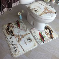 [A Warm]3ชิ้น /Setmats BathroomPattern BathroomCover Toilet Foot Mat Non Slip Bathroom Rug Mat For Toilet