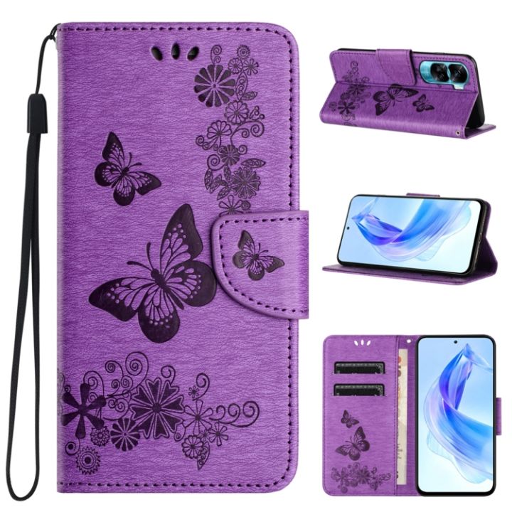 เคสหน้ังกลับมือถือนูนรูปผีเสื้อสำหรับ-honor-90-lite-5aceshop