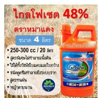 มาร์เก็ต ไกลโฟเซต 48 (ขวดส้ม) หมาแดง สารกำจัดวัชพืช ชนิดดูดซึม สูตรทนฝน กำจัดได้ทั้งวัชพืชใบแคบและใบกว้าง ขนาด 4 ลิตร