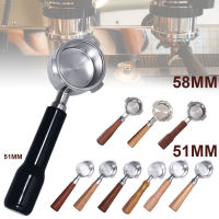 Five blessings【Ready &amp; CODs】Bottomless Portafilter 51mm 58mm Wooden Handle Filter Basket Included for Espresso Coffee Machine Handle Tool