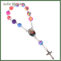 Aolie สร้อยข้อมือลูกปัด Rosary จี้คาทอลิก Virgin Mary Christian religious Jewelry