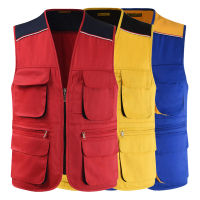 Mens Active Work Utility Waistcoat Fishing Vest Photography Work Multi-Pockets Outdoors Journalists Vest Sleeveless Jackets