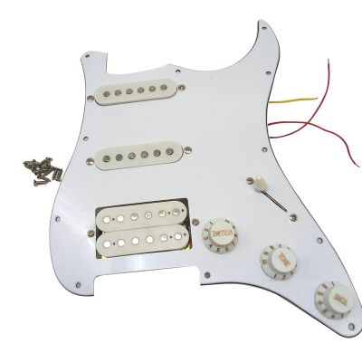 Electric Guitar Pickguard Pickups Loaded Prewired Scratchplate Assembly 11 Hole SSH White