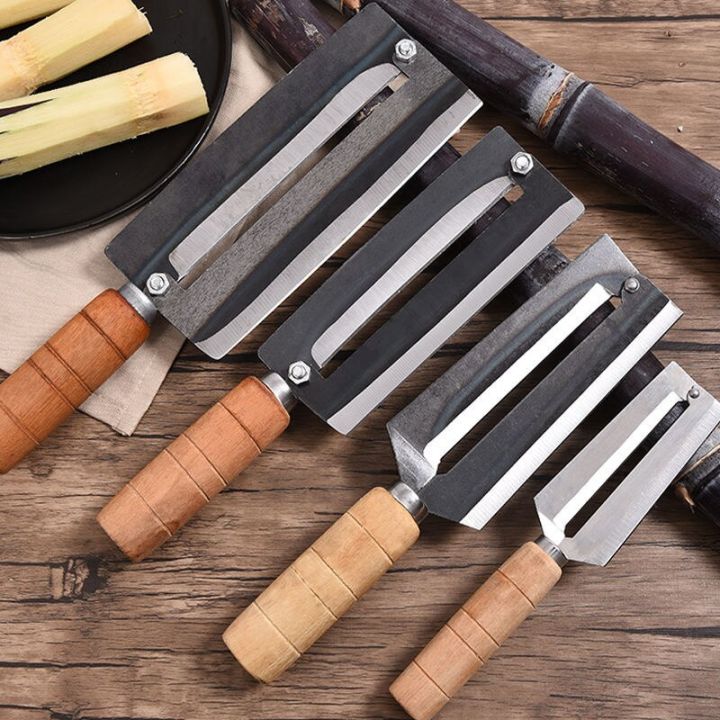 wood-handle-stainless-steel-sugarcane-knife-pineapple-cutter-multifunctional-peeler-fruit-peeler-graters-peelers-slicers