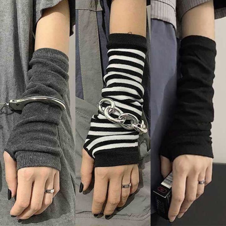 Black Punk Long Fingerless Gloves Anime Glove Cosplay Darkly Ninja Mittens  Oversleeve Women Men Gothic Hip-hop Mitten Warm Cuff | Lazada.vn