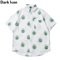 Dark Icon Emjoy Print Hip Hop Shirt Men Steetwear Fashion Short Sleeve Polo Shirts Hawaiian Tops