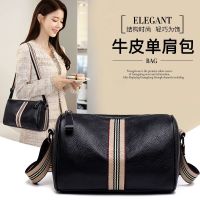 ✐ Leather bags 2022 new soft pillow bales wide shoulder and women leisure leather inclined bag