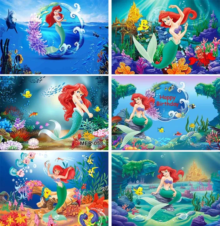 Ariel Little Mermaid Princess Backdrop Under The Sea Mermaid Background For Photography Girls Birthday Party Decoration Supplies Lazada Ph