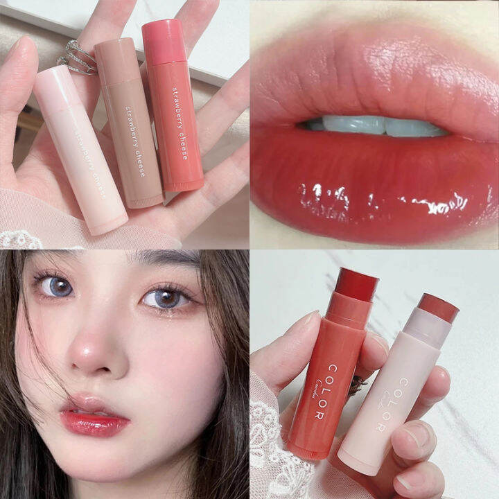 Dorisna 3 Colors Cute Fruit Lip Balm Peach Tea Color Lip Gloss Natural
