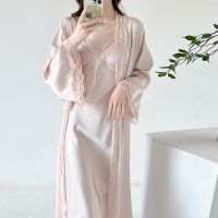 Ao Dai Ice Silk Sleepsuit ผู้หญิงฤดูร้อนยาวเหนือเข่า Sleepsuit