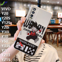 JieFie เคสโทรศัพท์การ์ตูนแอนิเมชัน,สำหรับ VIVO Y20 / Y20S / Y12S / Y20i / Y21 / Y21S / Y21T / Y33S / Y30 / Y50 / Y30i ฝาครอบโทรศัพท์กันกระแทก TPU นิ่มทรงสี่เหลี่ยมลายลูฟี่