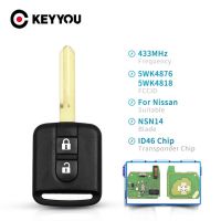 Keyyou กุญแจรถยนต์รีโมทสำหรับ Nissan Elgrand X-Trail Qashqai Navara Nv200รถนิสสันรุ่นไมคร้าโน้ต5wk4 876/ 818 433Mhz Id46ชิพคีย์2ปุ่ม