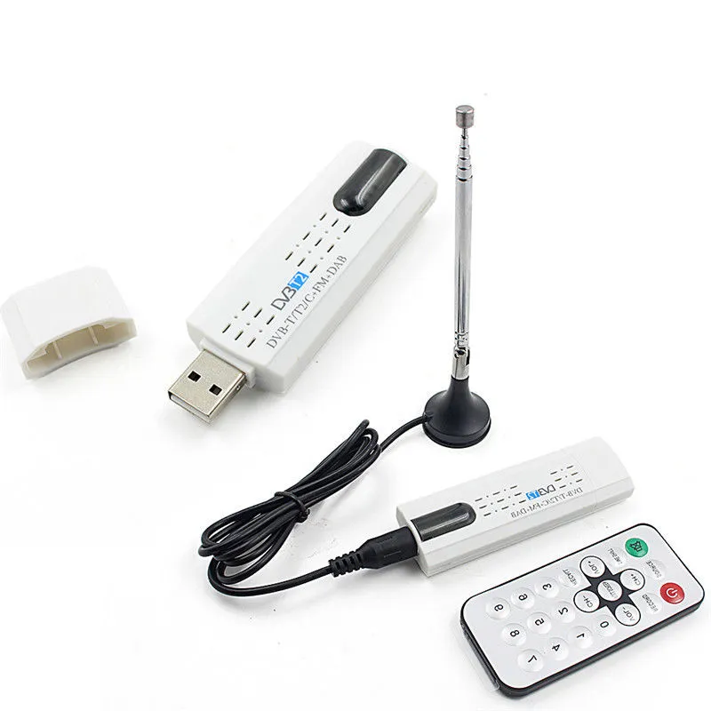 Digital DVB-T2/T DVB-C USB 2.0 TV Tuner Stick HDTV Receiver with Antenna  Remote Control HD USB Dongle PC/Laptop for Windows