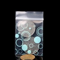 Zipper Bag Small Blue Dots Circle Self Sealing Zip Lock Bags Gift Jewelry Ring Pills Mini Pouches Plastic Clear Packaging Bags Food Storage  Dispenser