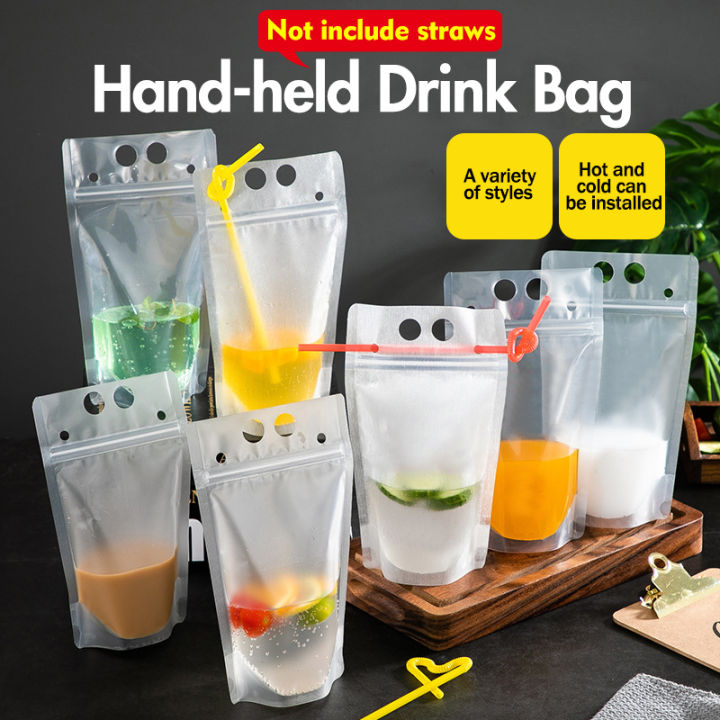 50 Pcs Clear Drink Pouches Bags,heavy Duty Hand-held Stand Up Bag For  Freezing Juice Cold Drinks(500ml)