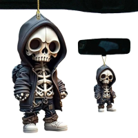 Creative Skeleton จี้รถฮาโลวีนตกแต่งรถอะคริลิคจี้แบนตกแต่งกระจกมองหลังอัตโนมัติจี้ Accessory