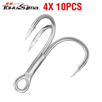 100pc Fishing Hook Treble High Carbon Steel Hooks 2/4/6/8/10# Fishing  Tackle Red Pesca