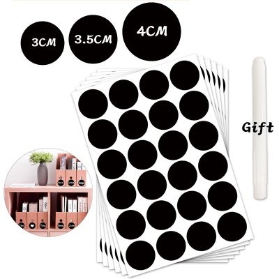 hot！【DT】❃  Round Blackboard Sticker Labels Chalkboard Spice Label Stickers Bottles Tags Erasable