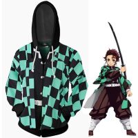 ✺▤ เสื้อแจ็คเก็ตคอสเพลย์การ์ตูน demon slayer kimetsu no yaiba kamado tanjirou มีฮู้ดและซิป