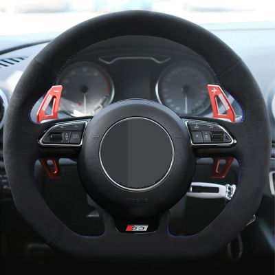 Car Steering Wheel Cover Genuine Leather Suede For Audi S1 8X S3 8V Sportback S4 B8 Avant S5 8T S6 C7 S7 G8 RS Q3 8U SQ5 8R