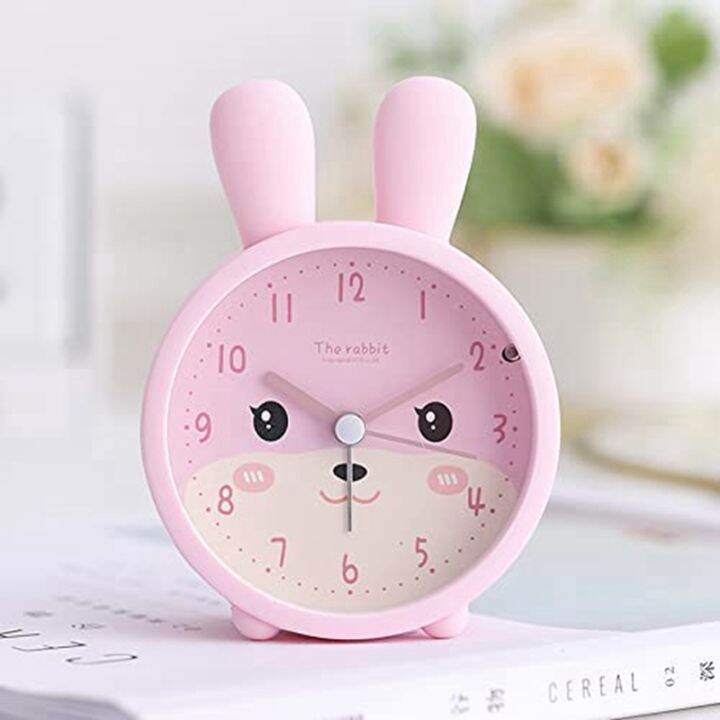 childrens-alarm-clock-for-girls-without-ticking-rabbit-childrens-alarm-clock-silent-alarm-clock-with-light-student