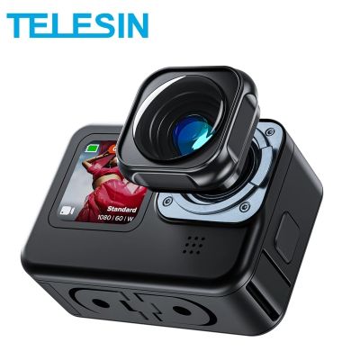 Teleerin Mod สำหรับ Gopro 11 10 9 Max มุมกว้างพิเศษ155องศาสูงสุดพร้อมฝาครอบป้องกัน2ชิ้นกล้องแอคชั่นแคมเมราอุปกรณ์ตกแต่งสีดำ