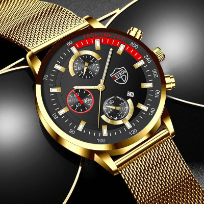 2022 Fashion Men Watches Luxury Gold Stainless Steel Mesh Belt Quartz Wrist Watch Men Business Casual Leather Clock reloj hombre