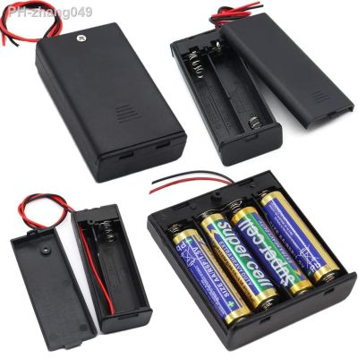 1/2/3/4 Slot AA Battery Holder1.5V/3V/4.5V/6V AA Battery Box with Leads Wires ON/Off Switch and Screw Cap Case Back Cover