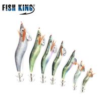 hot！【DT】 FISH Squid Wood Shrimp Jigs Jigging Artificial Baits Eyes Sea Fishing Tackle