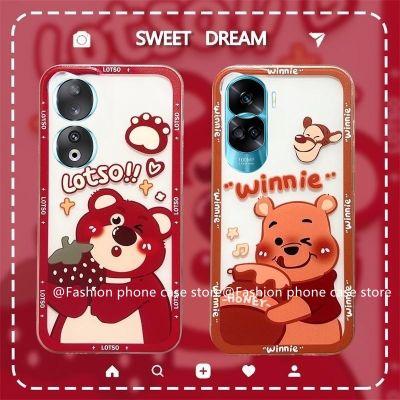 เคสโทรศัพท์ Phone Case เคส Honor90 Honor 90 Lite 5G เคสลายการ์ตูนน่ารักลายหมีสตรอเบอร์รี่น้ำผึ้งกรอบซิลิโคนนิ่มใส2023