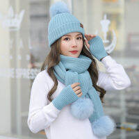 Winter Knitting Beanie Hat Scarf Sets Men Cap Women Woolen Long Scarf Uni Thicken Plush Velvet s Scarf Caps Set