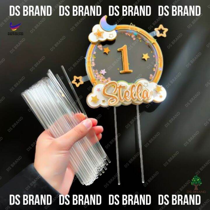 Acrylic Cake Stick DIY Reusable Ticker / Cake 5mm Square Topper DIY