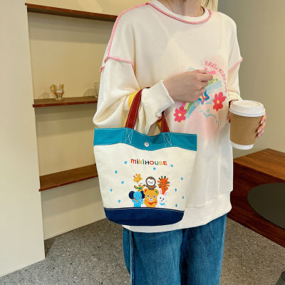 Korean Style Fresh Cute Cartoon Bucket Bag Portable One Shoulder Lunch Bag Outdoor Casual And Lightweight Hand Bag