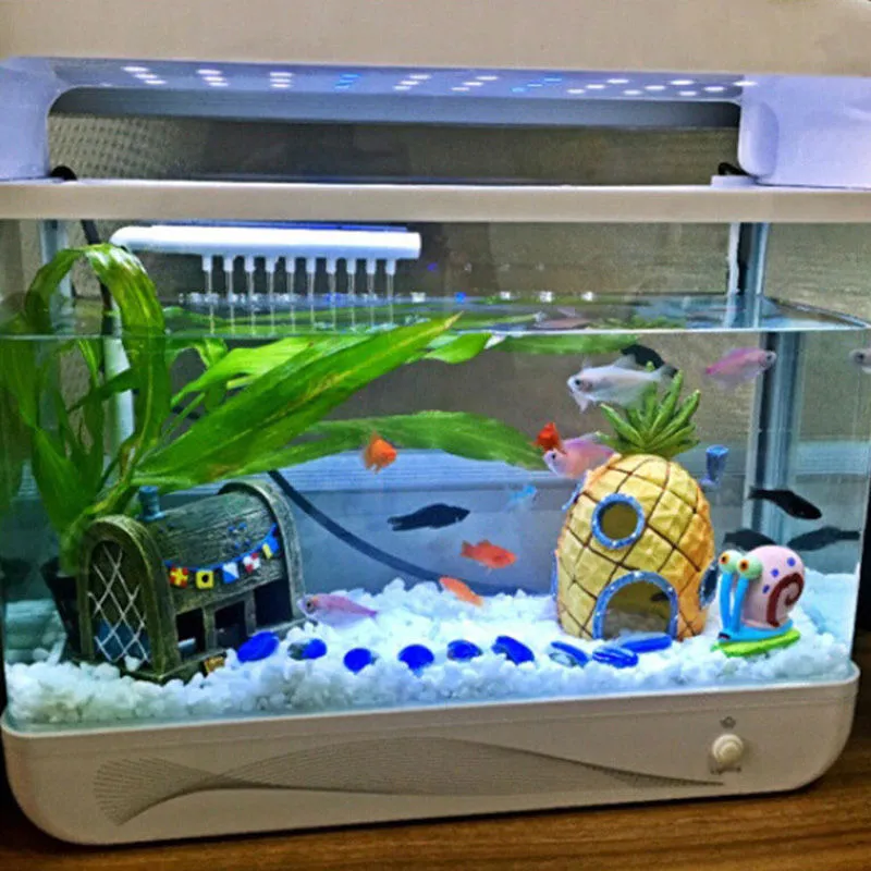 Mini Aquarium For SpongeBob And Squidward House Pineapple Cartoon House  Home Fish Tank Aquarium Decor | Lazada PH