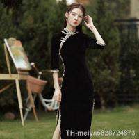 【hot】♞  Chinese Corduroy Cheongsam Qipao Dresses Female Vestidos