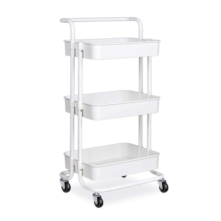 (w) 3 Layer Steel Rack Shelf Storage Trolley Cart 