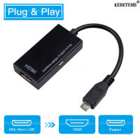 KEBETEME สายอะแดปเตอร์ Micro USB เป็น HDMI,สายแปลงสัญญาณ HD 1080P สำหรับ HDTV ตัวผู้เป็นตัวแปลงสำหรับ Galaxy