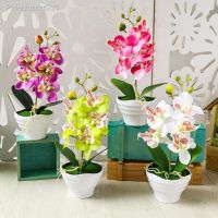 5Heads Artificial Butterfly Orchid Flower Potted Bonsai for Home Garden Decoration Office Bedroom Ornament Fake Plants Flowers