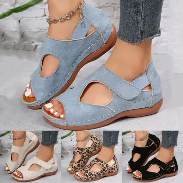 Zipper Sandals for Female Women Sandals Summer Open Toe Breathable Thick  Bottom Shoes Ladies Flat Bottom Comfy