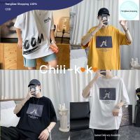 HD เสื้อผู้ชาย เสื้อผู้ชายเท่ๆ Chili_k️k️เสื้อยืดชาย oversize คอกลม แขนสั้น (star ) 61/62 เสื้อผู้ชายไซส์ใหญ่