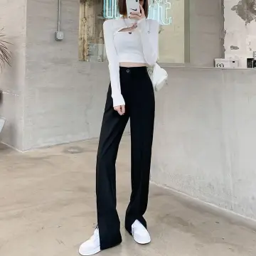 Autumn Fashion Split Sweater Pants Thickened Knitted Wide Leg