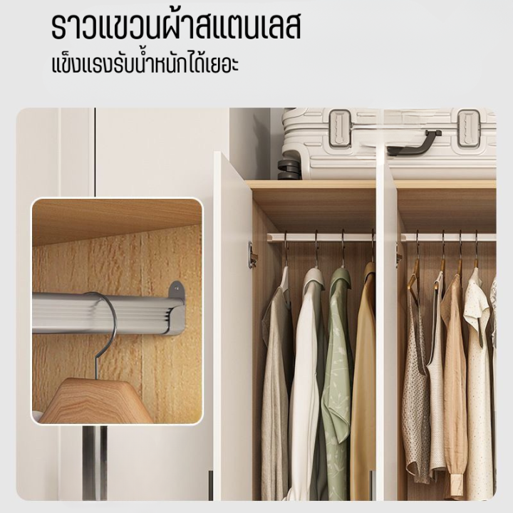 ตู้เก็บของ-ตู้เสื้อผ้า-ตู้เก็บผ้า-ที่เก็บผ้า-บานพับ-ราวแขวนผ้า-ชั้นวางเสื้อผ้า-ตู้ไม้-ชั้นเก็บของ-ขนาด80x45x182-ตู้เก็บของ-มีของในไทย